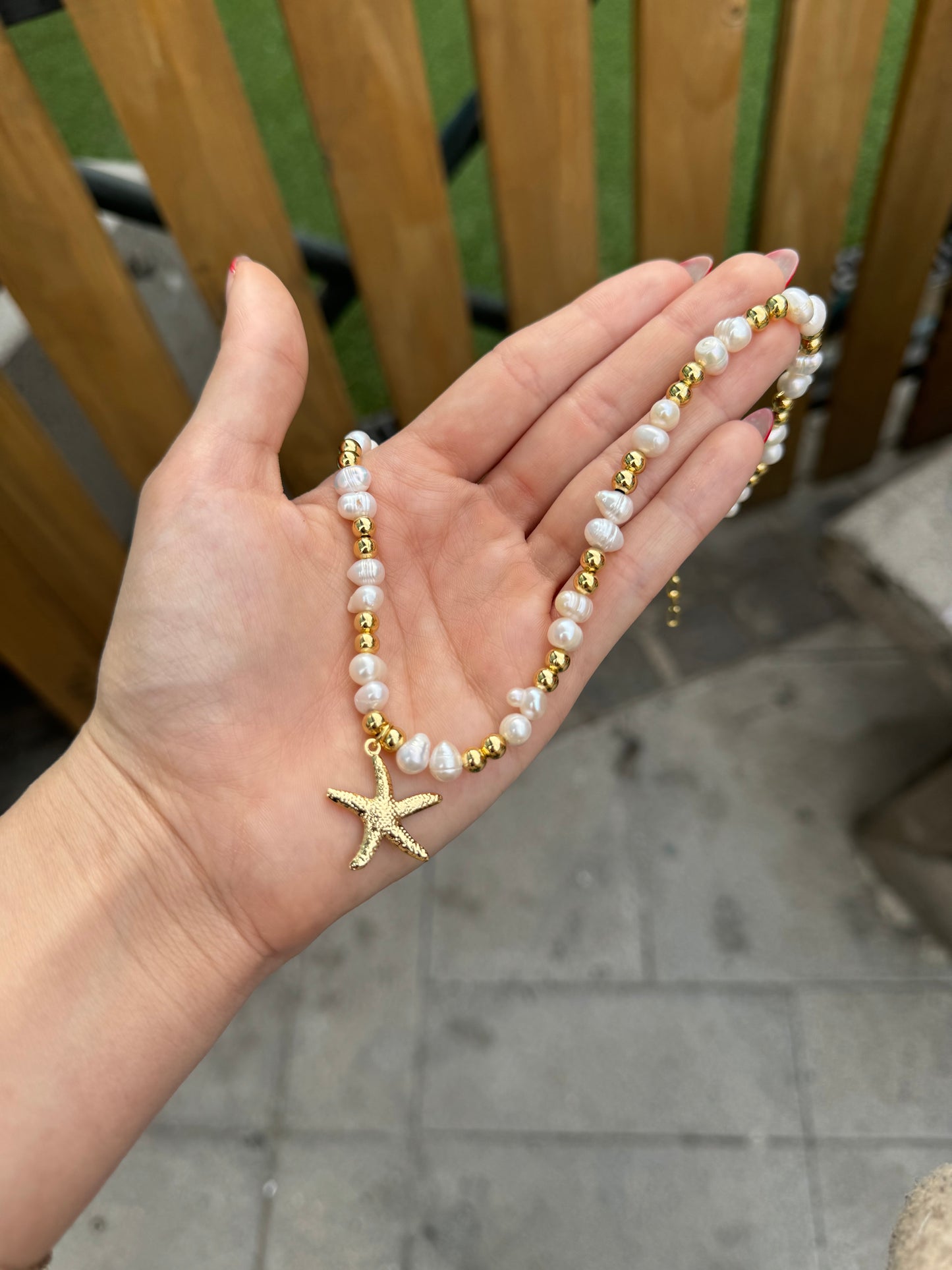 Perlas con estrella de mar